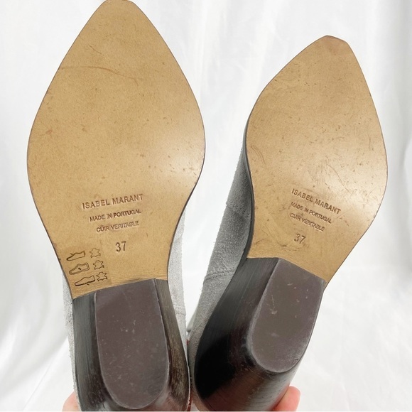 Isabel Marant Dewina Suede Leather Western Cowboy Boots Gray EU 37 Casual - Picture 8 of 10